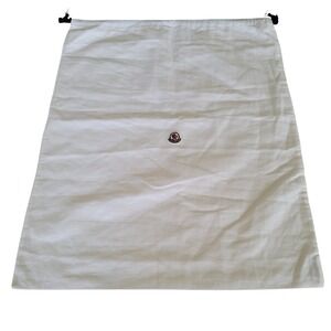 Moncler White Organic Cotton Drawstring Dust Bag XL Large Logo Made in Italy